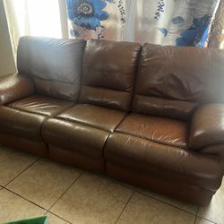 Leather Manual Reclining Sofa