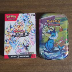Pokemon Cards Scarlet and Violet Prismatic Evolutions Booster Bundle & Mini Tin [Vaporeon]