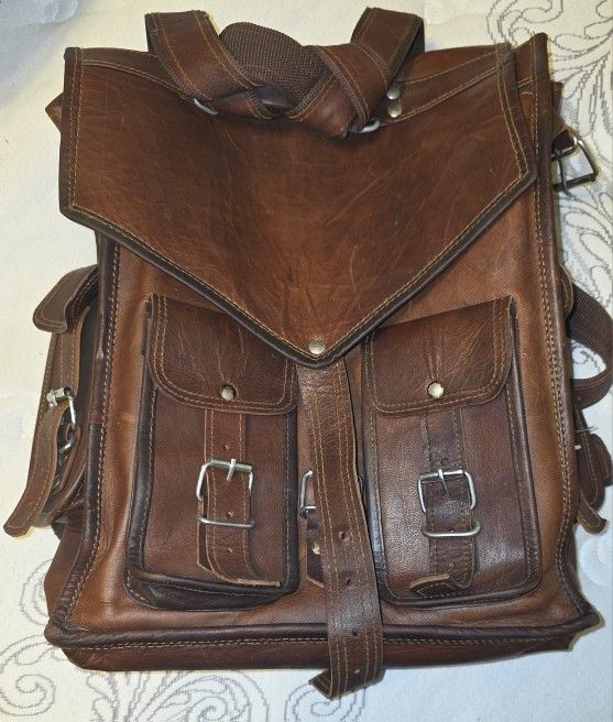 Men's Nice Vintage Leather Laptop Backpack Rucksack Messenger Bag Satchel