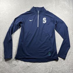 Nike Seattle Mariners Women’s M Blue Quarter Zip Pullover Logo Long Sleeve #3B