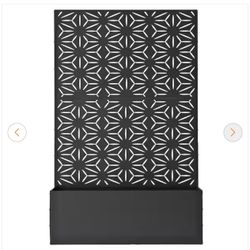 6 ft. x 4 ft. Black Freestanding Metal Privacy Screen Room Divider with Flower Box
