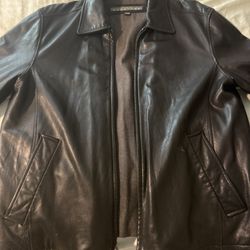 Men’s Black Leather Jacket Kenneth Cole Size Large