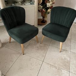 Set of 2 Armless Velvet Accent Chairs