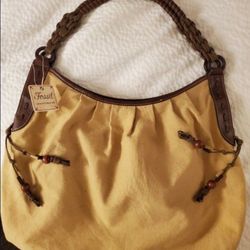 Large Tote Bag Fossil New With Tags Leather Trim Woven Strap Authentic