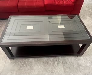 Solid Wood Coffee table with tempered glass