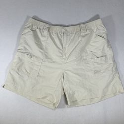 AFTCO Mens Cream Original Fishing Shorts Cargo Elastic Waist Outdoors Size 46