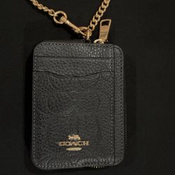 coach zip card case black