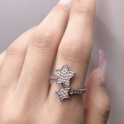New Double Stars Adjustable Size Ring 