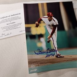 STEVE CARLTON HOF AUTOGRAPHED SIGNED 8X10 PHOTO PHILADELPHIA PHILLIES w/COA, PHOTO from show 