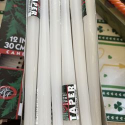 12” White Taper Candles