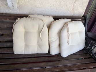 Set of 4 Cream Chair Cushions with Ties