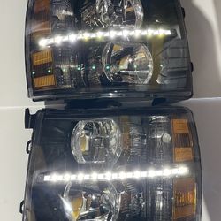 Chevy Silverado LED Black Housing Headlights for 2007 to 2013