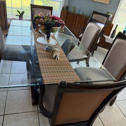 Comedor Con 6 Sillas Mesa De Vidrio Y Madera 