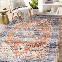 Smzrug Machine Washable Stain Resistant Non-Shed Non slip Area Rug (5x7)