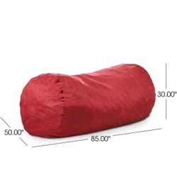 Giant 7-Foot Red Bean Bag Lounger – Oversized & Super Comfortable