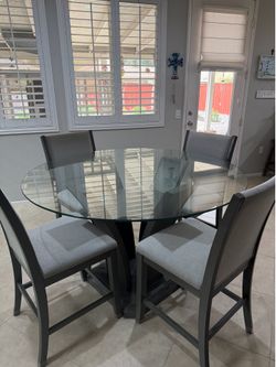 Glass dining table & 4 chairs