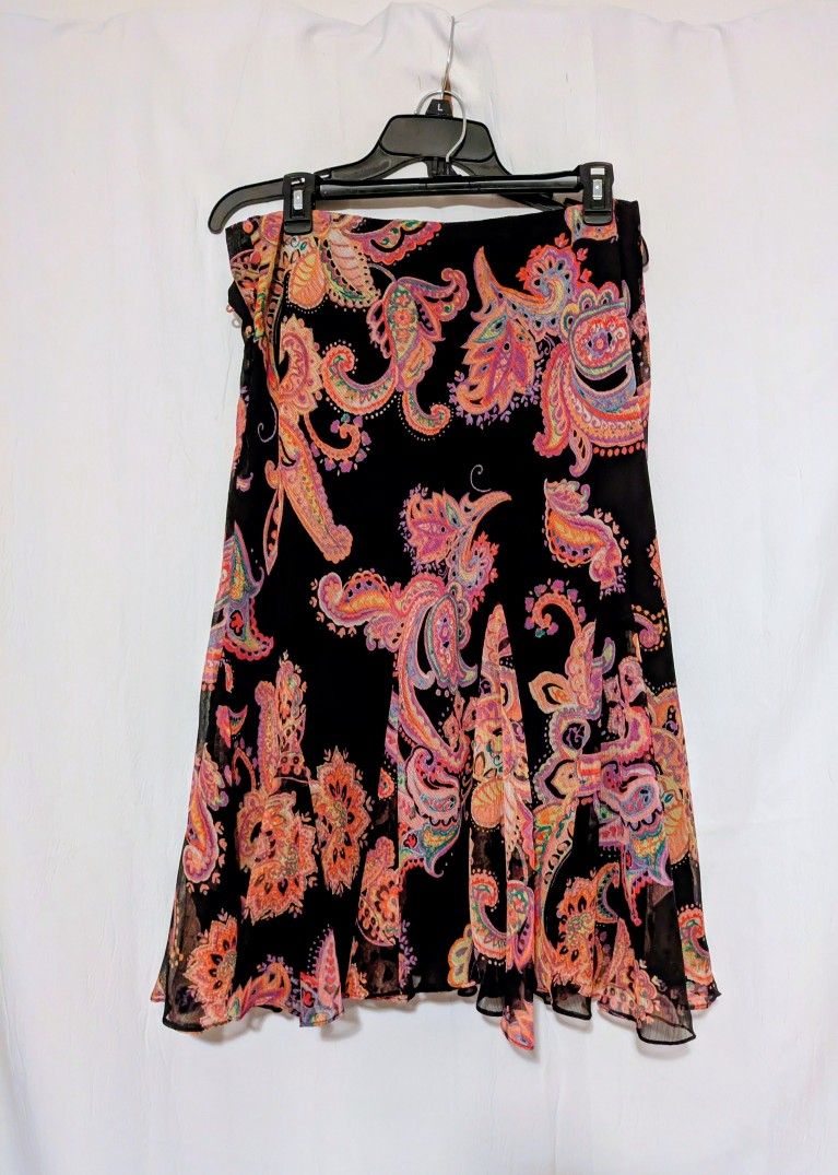 Skirt Ralph Lauren Paisley Black Pink Skirt Size 8