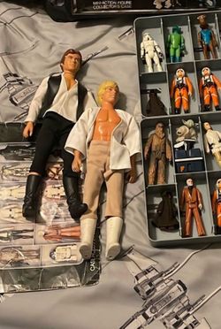 1978 Star Wars Han Solo And Luke Skywalker 12" Large Size Vintage Kenner Action Figure w/ Box