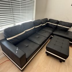 Brevard 103.5 Leather Faux Sofa With Ottoman $500