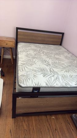 Full size bed frame and mattress