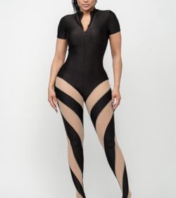 Black Romper Jumpsuit with sheer SMLXL