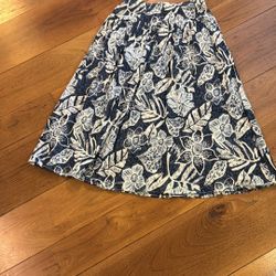 Vintage Teddi Cotton Navy and White Floral Midi Skirt