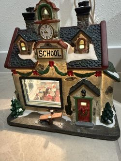 8" PORCELAIN SCHOOL HAPPY BIRTHDAY MISS JONES~2002 NORMAN ROCKWELL SAT EVE POST
