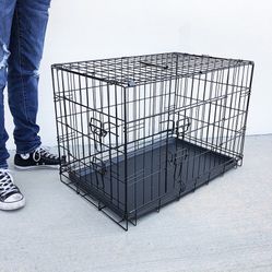 Brand New $40 Folding 30” Dog Cage 2-Door Folding Pet Crate Kennel w/ Tray 30”x18”x20”