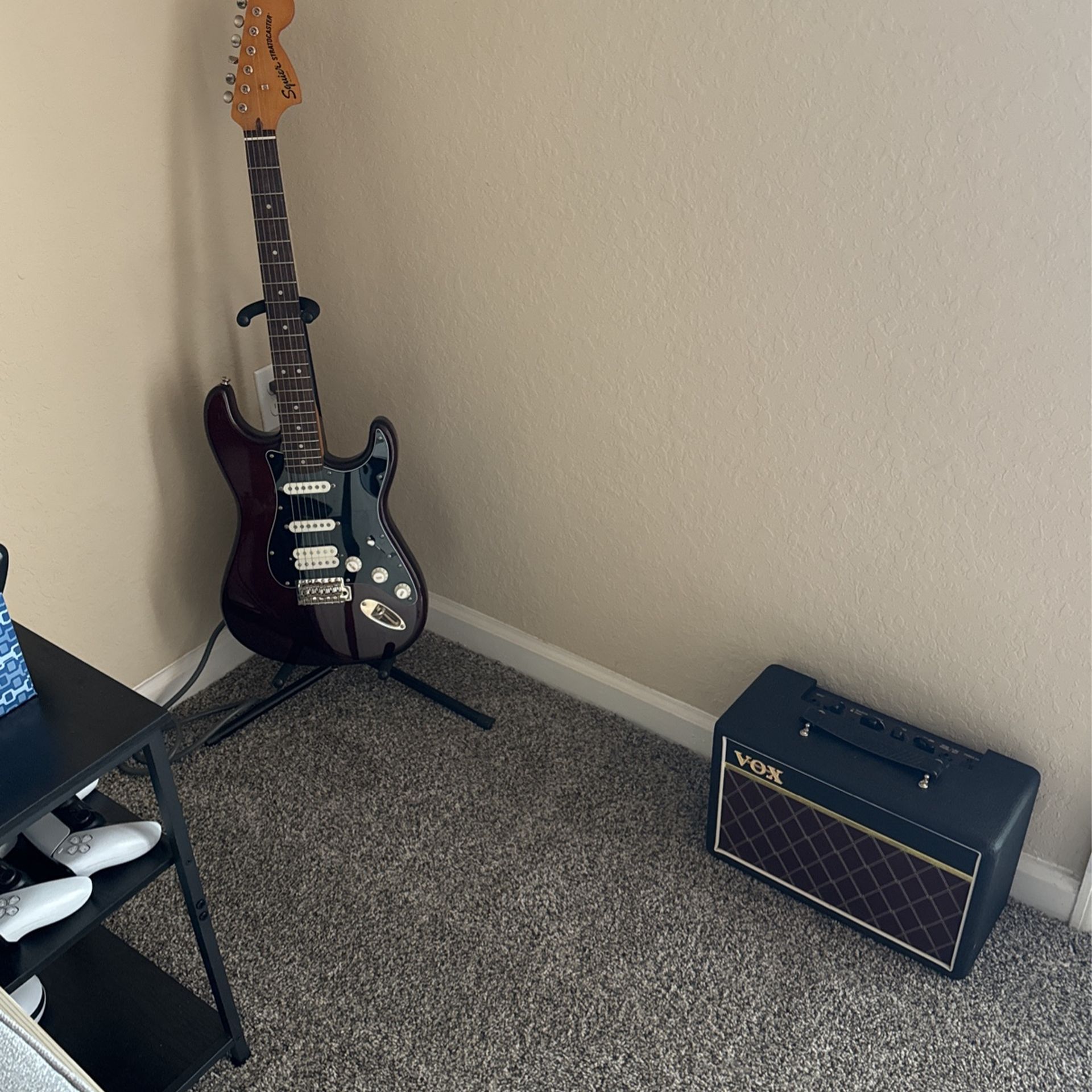 Squier Stratocaster And Vox Pathfinder 15 Watt Amp (w/ bag and cable)