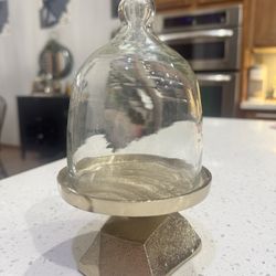 Gold Cupcake Stand With Glass Cloche 