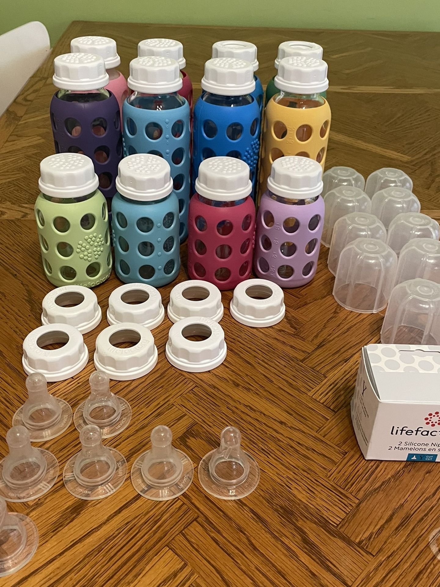 Large Lot Of Life Factory Baby Bottles. Everything You Need!