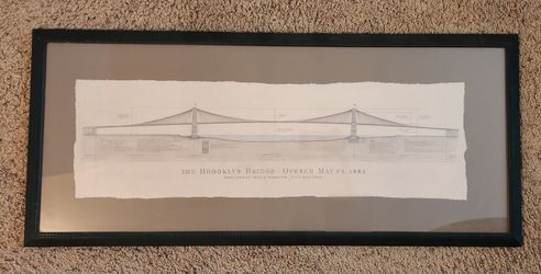 Brooklyn Bridge- Framed Engineering Print - GREAT GIFT FOR AN ENGINEER!