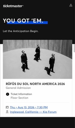 Rufus Du Sol Tickets LA 8/13