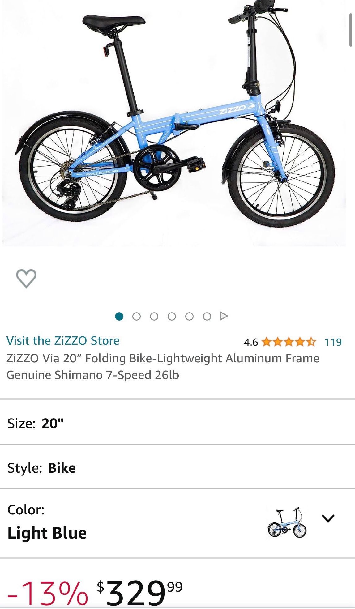 Brand New Zizzo Via 20” Folding Bike 26 Blue - Main Image