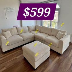 BRAND NEW 4PC SECTIONAL SOFA SET WITH OTTOMAN AND ACCENT PILLOWS INCLUDED$599