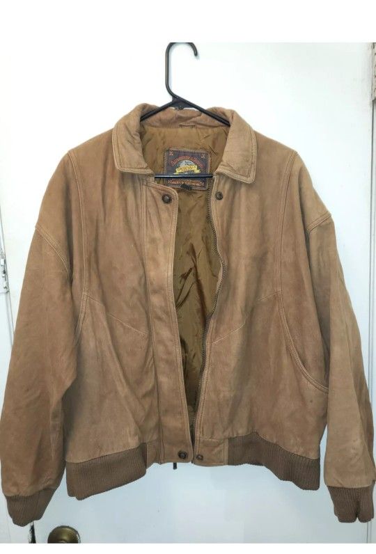 VTG Wilsons Adventure Bound Leather Bomber Flight Mens Jacket Coat Size XL Brown