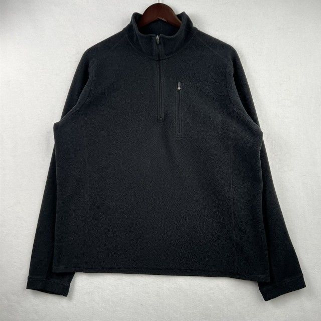 L.L. Bean Fitness Fleece Men 1/4 Zip Black Pullover Top SZ MEDIUM
