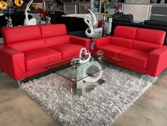 2 Pc Red Sofa And Love Also Comes In White Black And Grey Only $599