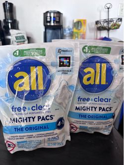 all Free Clear Mighty Pacs Laundry Detergent, 19 Count (Pack of 2)