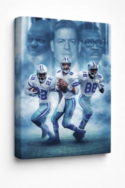 DALLAS COWBOYS/ EMMETT SMITH / TROY AIKMAN / MICHAEL IRVING / CANVAS WALL ART - 25" X 17" - $35