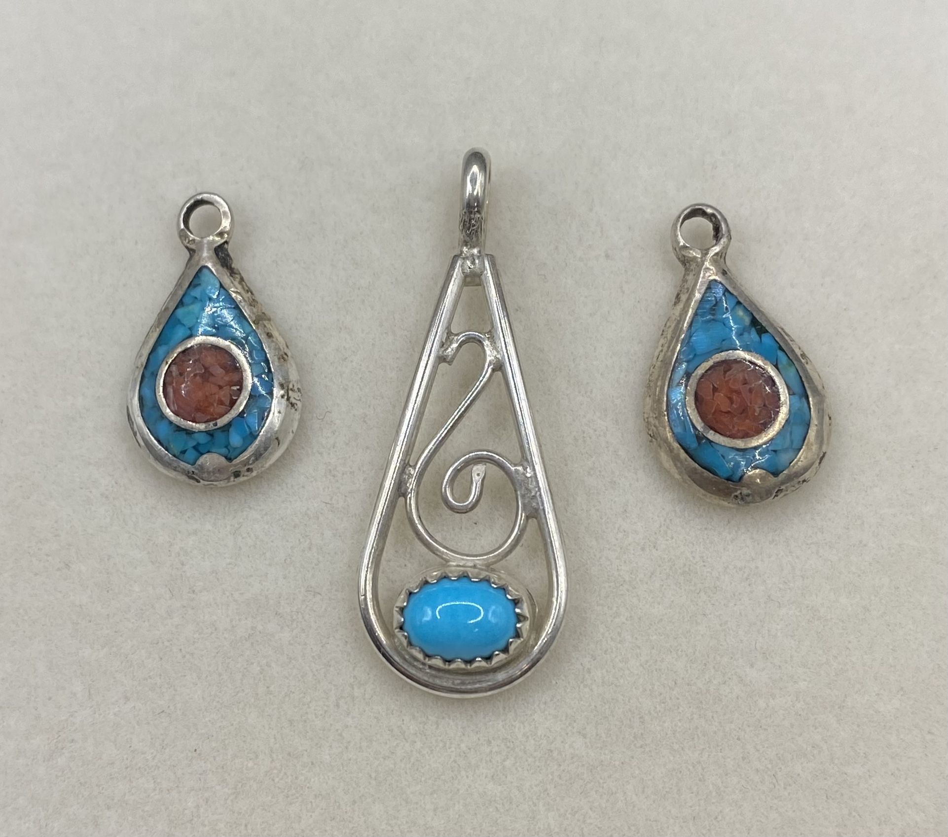 Sterling Silver Vintage Turquoise Pendants