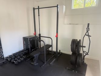 Complete Home Gym Setup – Weights, Rack, Bench, Flooring & Mirrors