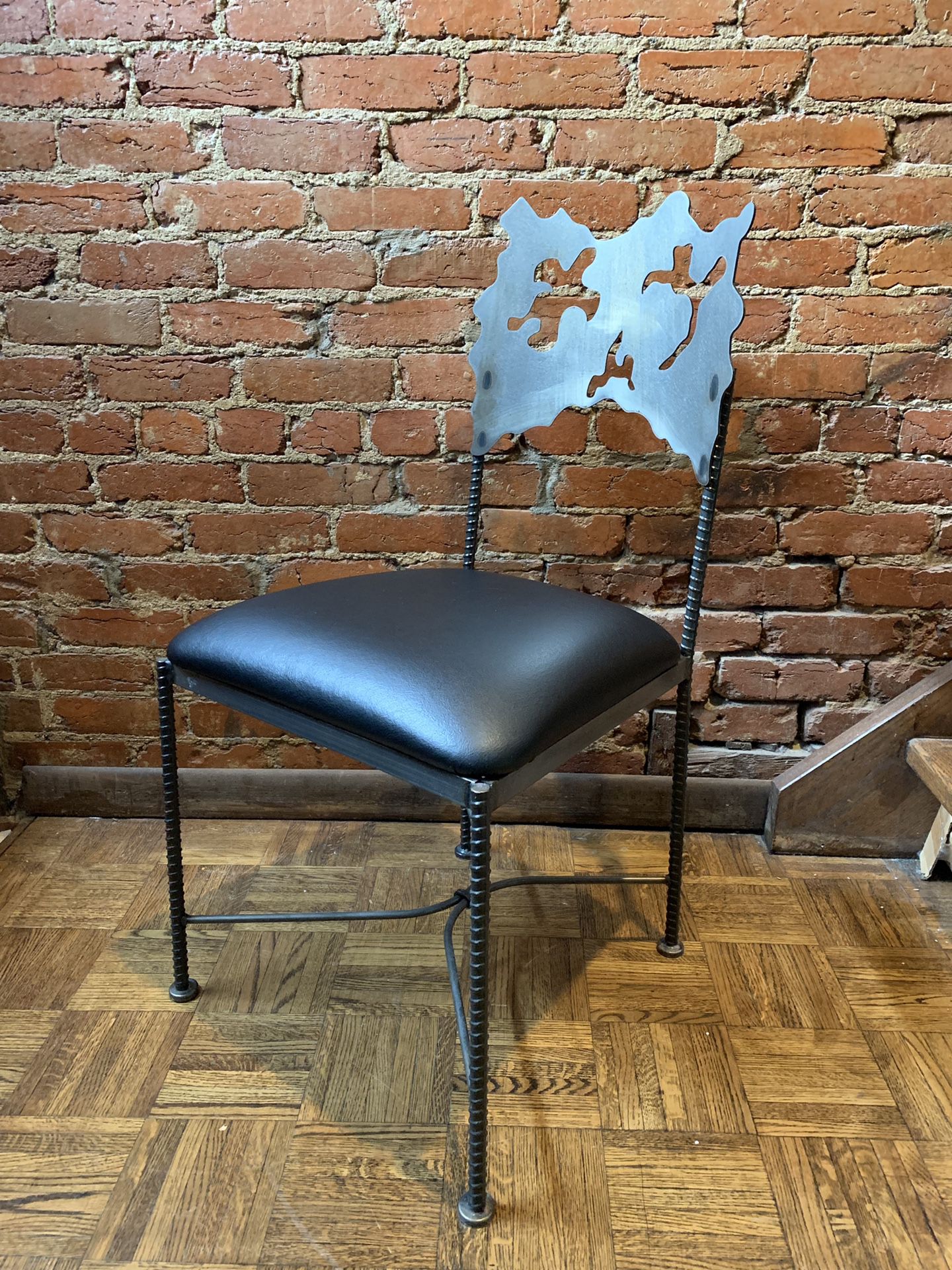 Black leather metal chair - Accent side chair