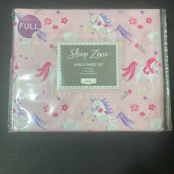 Girls 4 Piece Unicorn Sheet Set
