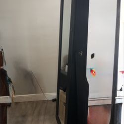 Lockable Mirrored Jewelry Cabinet with Stand