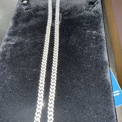 MEN's NECKLACE CHAIN (14kt WHITE GOLD, 925 STERLING SILVER), VG CUT