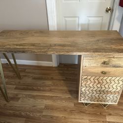 Gold Accent Desk With Drawers 