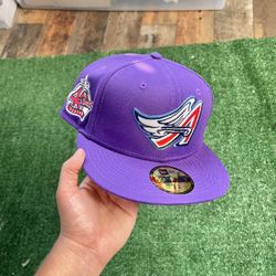 RARE Exclusive SOLD OUT LA Los Angeles Angels 59fifty New Era Fitted Purple Shimmer Hat with Yellow UV Not Hat Club side patch •SOLD OUT EXCLUSIVE L