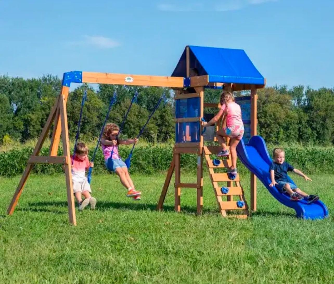 Backyard Discovery Aurora Wooden Cedar Swing Set