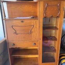 Antique Secretary and Glass Door Display Cabinet.